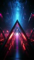 futuristico neon forme laser acidato triangoli creare visivamente travolgente sfondi e sfondi verticale mobile sfondo ai generato foto