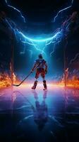 ghiaccio limite neon vittoria un' obbiettivo brilla luminosa nel il hockey arene splendore verticale mobile sfondo ai generato foto