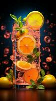limonate agrume scintillare brilla sotto il vivace abbraccio di neon leggero verticale mobile sfondo ai generato foto