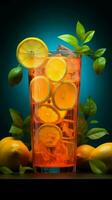 limonate agrume scintillare brilla sotto il vivace abbraccio di neon leggero verticale mobile sfondo ai generato foto