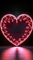 neon cuore confine un illuminato cartello le forme un' telaio di affettuoso splendore verticale mobile sfondo ai generato foto