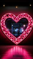 neon cuore confine un illuminato cartello le forme un' telaio di affettuoso splendore verticale mobile sfondo ai generato foto