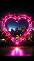 radiante amore simbolo un' cuore telaio illuminato di un' travolgente neon cartello verticale mobile sfondo ai generato foto