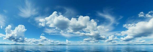 nature tela sereno panorama di blu cielo e alla deriva bianca nuvole ai generato foto