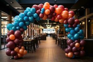 Palloncino ghirlanda cancello con arco aspirare per premio professionale pubblicità fotografia ai generato foto