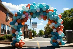 Palloncino ghirlanda cancello con arco aspirare per premio professionale pubblicità fotografia ai generato foto