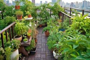 azione foto di tetto terrazza giardino design ai generato