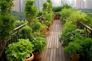 azione foto di tetto terrazza giardino design ai generato