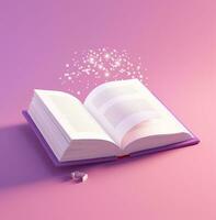 un Aperto libro in mezzo un' rosa sfondo, mondo studenti giorno immagini, ai generativo foto