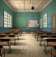 un' aula con un' blu lavagna, mondo studenti giorno immagini, ai generativo foto