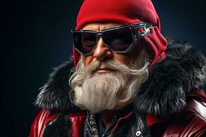 un' immagine di Santa Claus indossare un' moderno rosso giacca, ai generativo foto