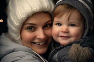 immagine di bambino e mamma per nuovo anno, ai generativo foto