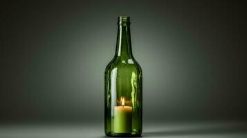 riproposto vino bottiglia Natale candela titolare isolato su un' pendenza sfondo foto