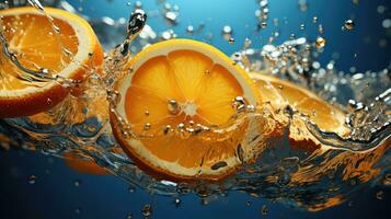 arancia fetta nel acqua ai generato foto