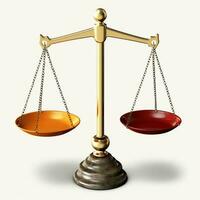 Vintage ▾ oro equilibrio scala misurare o legge giustizia simbolo. avvocati giorno o mondo giorno di sociale giustizia concetto di ai generato foto