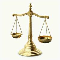 Vintage ▾ oro equilibrio scala misurare o legge giustizia simbolo. avvocati giorno o mondo giorno di sociale giustizia concetto di ai generato foto