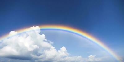 arcobaleno nel il luminosa blu cielo. ai generativo foto