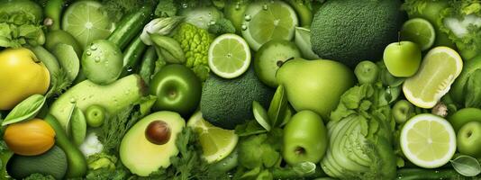 bandiera disposizione di verde frutta e verdure. generativo ai. foto