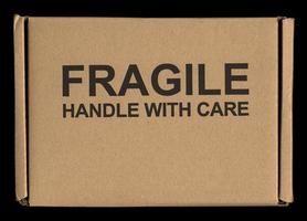 manico fragile con etichetta etichetta di cura foto