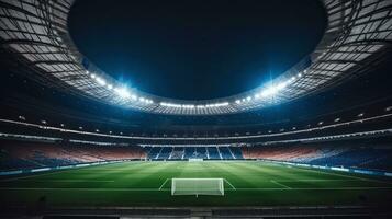 calcio stadio dentro a notte con luci post produzione foto