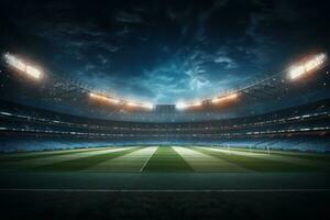 calcio stadio dentro a notte con luci post produzione foto