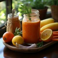 appena un' trattino di carota succo foto