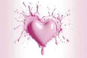 rosa cuore forma latte spruzzata, romantico cibo simbolo per san valentino giorno, ai generativo foto