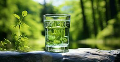 bicchiere di acqua essere pieno con acqua. creato con generativo ai foto