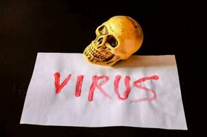 il parola virus scritto su carta foto