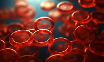 scientifico illustrazione, rosso sangue cellule come visto sotto un' microscopio. ai generato foto