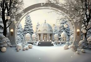 il purezza di bianca, ornato con intricato Natale decorazioni. ai generato foto