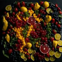 superiore Visualizza tavolo pieno di delizioso cibo preparativi foto
