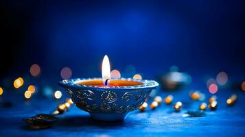 contento Diwali Festival con olio lampada. generativo ai. foto
