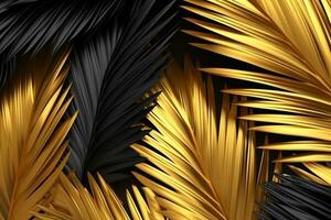 oro e nero tropicale palma le foglie ai generato foto