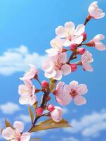 rosa ciliegia fiori, rosa sakura,bellissimo ciliegia fiori pastello rosa sfondo. ciliegia fiori siamo bellissimo e piacevole per il occhio. fa voi sentire rilassato piace sei nel natura. generativo ai foto