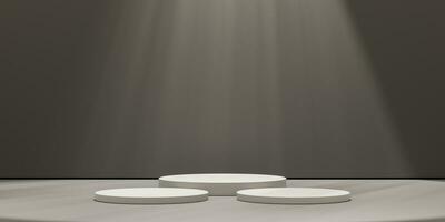 3d Schermo podio Marrone sfondo. fascino minimo bianca piedistallo per bellezza, cosmetico Prodotto presentazione. foto