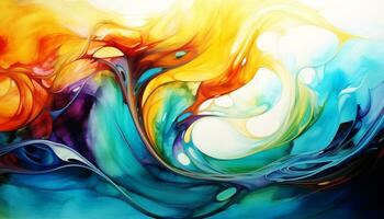 astratto pittura di vivace turbinii di colori. colorato dinamico energia fluire. generativo ai foto