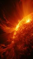 Impressionante Immagine di il di sole superficie durante un' magnetico tempesta, foto