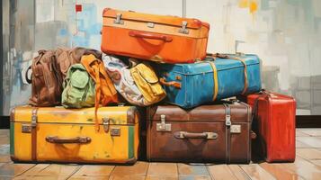colorato valigie per lungo viaggi foto