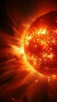 un' avvicinamento Visualizza di un' solare bagliore durante un' magnetico tempesta foto