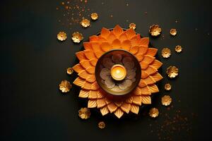 pooja piatto Diwali sfondo, ai generato foto
