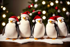 adorabile ripieno Natale pinguini morbido e coccolone delizie. ai generato. foto
