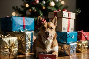 festivo delizie travolgente vicino su di vivace Natale giocattoli. ai generato. foto