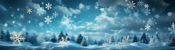 ai generato fiocco di neve inverno bandiera modello illustrazione foto