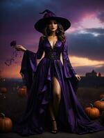 Halloween donne strega spaventoso e pauroso a tema. ai generativo foto