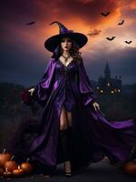 Halloween donne strega spaventoso e pauroso a tema. ai generativo foto