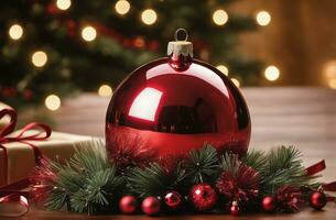 decorato Natale albero con sfera, campana e molti di più. ai generativo foto