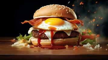 delizioso il famoso bistecca, verdura hamburger Esperienza. ai generativo foto