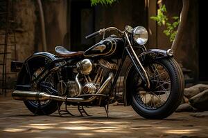 esplorando il mondo di classico, Vintage ▾, e modificato motociclette. ai generativo foto