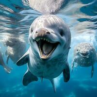 delfino meraviglie. travolgente fotografia di un' 30 anni natura esperto. ai generativo foto